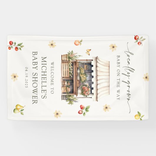 Lokaal geteelde boeren markt Baby shower welkom Spandoek (Horizontaal)