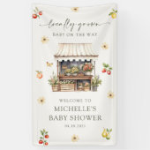 Lokaal geteelde boeren markt Baby shower welkom Spandoek (Verticaal)