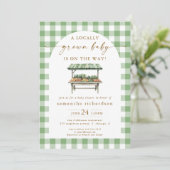 Lokaal geteelde boeren markt boho baby shower kaart (Staand voorkant)