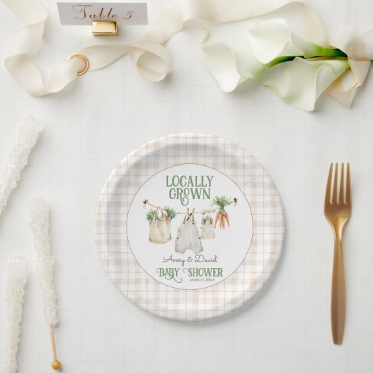 Lokaal geteelde boeren markt Boho Baby shower Papieren Bordje (Huwelijk)