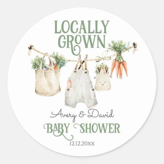 Lokaal geteelde boeren markt Boho Baby shower Ronde Sticker (Voorkant)