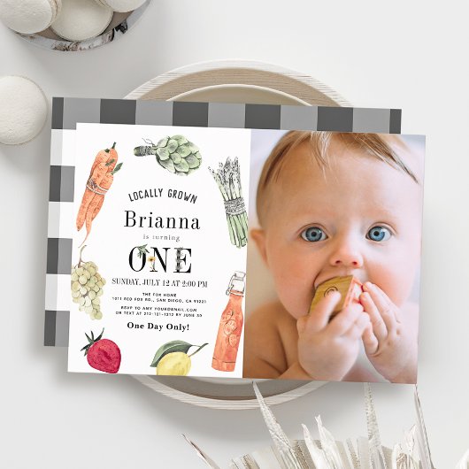 Lokaal geteelde boeren markt Foto 1e verjaardag Kaart