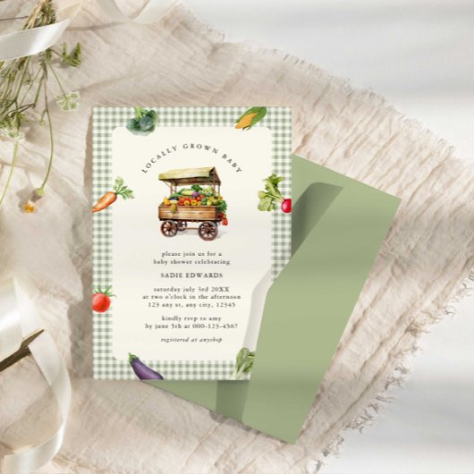 Lokaal geteelde boeren markt land Baby shower Kaart