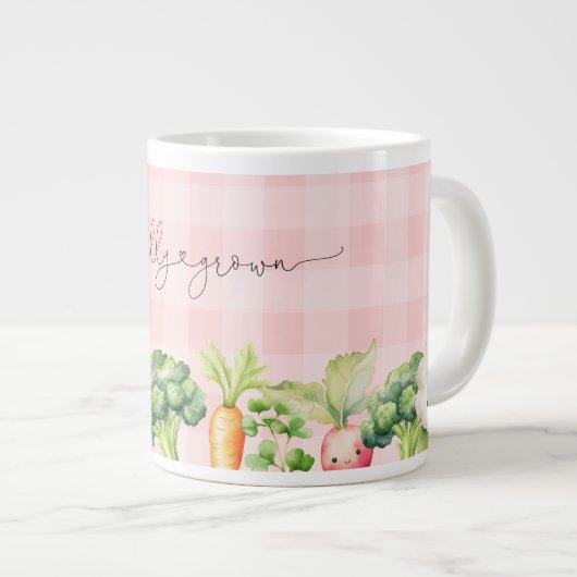 Lokaal geteelde boeren markt roze baby shower grote koffiekop (Voorkant rechts)