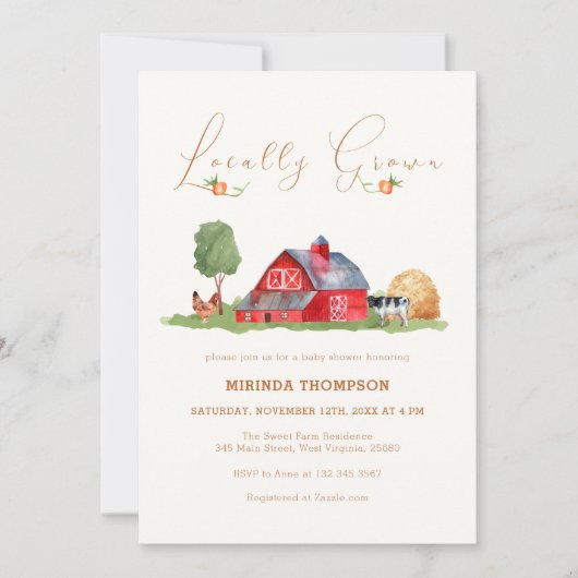 Lokaal geteelde boeren markt schuur Baby shower Kaart (Voorkant)