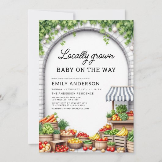 Lokaal geteelde boeren verkopen Baby shower Kaart (Voorkant)