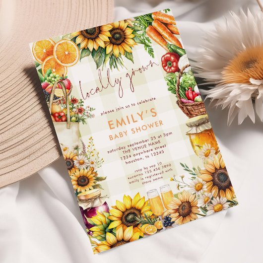 Lokaal geteelde boeren verkopen Baby shower Kaart