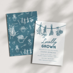 Lokaal geteelde boeren verkopen blauw Baby shower Kaart