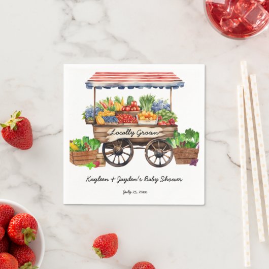 Lokaal geteelde boeren zetten baby shower op de ma servet (Insitu)