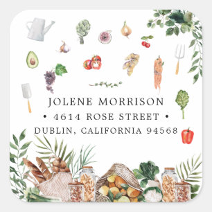 Lokaal geteelde boerenbedrijf marktrendement adres vierkante sticker