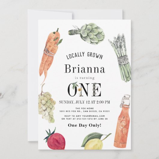 Lokaal geteelde boerenmarkt 1e verjaardag kaart (Voorkant)
