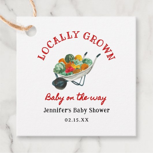 Lokaal Geteelde Boerenmarkt Baby Shower Bedankjes Labels (Voorkant)