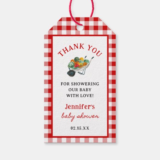 Lokaal Geteelde Boerenmarkt Baby Shower Cadeaulabel (Achterkant)