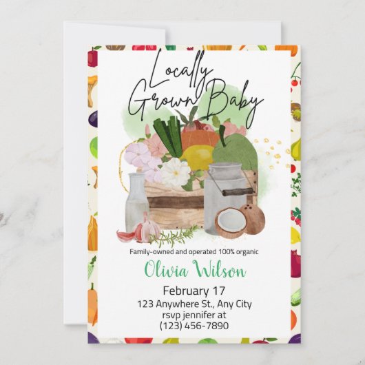 Lokaal Geteelde Boerenmarkt Baby Shower Kaart (Voorkant)