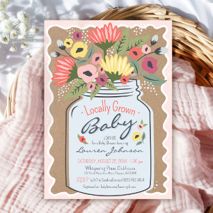 Lokaal Geteelde Boerenmarkt Bloemige Baby Shower Kaart