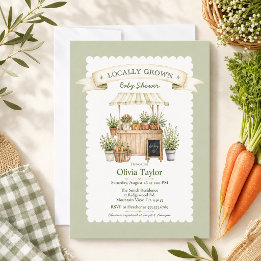 Lokaal Geteelde Boerenmarkt Gingham Baby Shower Kaart