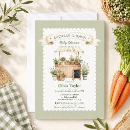 Lokaal Geteelde Boerenmarkt Gingham Baby Shower Kaart