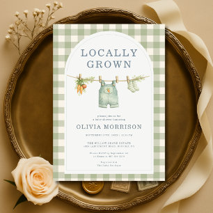 Lokaal Geteelde Boerenmarkt Gingham Baby Shower Kaart