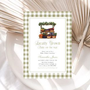 Lokaal Geteelde Boerenmarkt Gingham Baby Shower Kaart