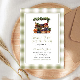 Lokaal Geteelde Boerenmarkt Gingham Baby Shower Kaart