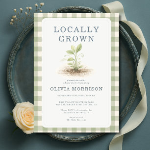 Lokaal Geteelde Boerenmarkt Gingham Baby Shower Kaart