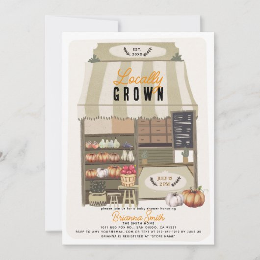 Lokaal geteelde boerenmarkt Herfst Baby shower Kaart (Voorkant)