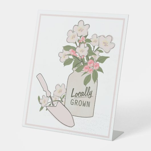 Lokaal geteelde boerenmarkt reclamebord met voetstuk (Voorkant)