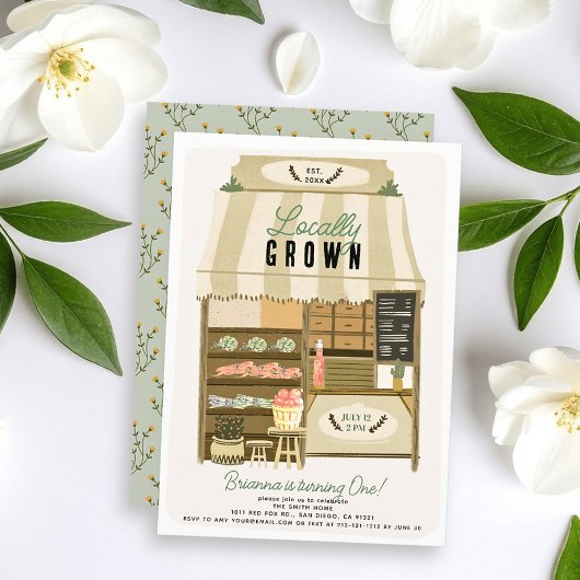 Lokaal geteelde boerenwinkel 1e verjaardag kaart