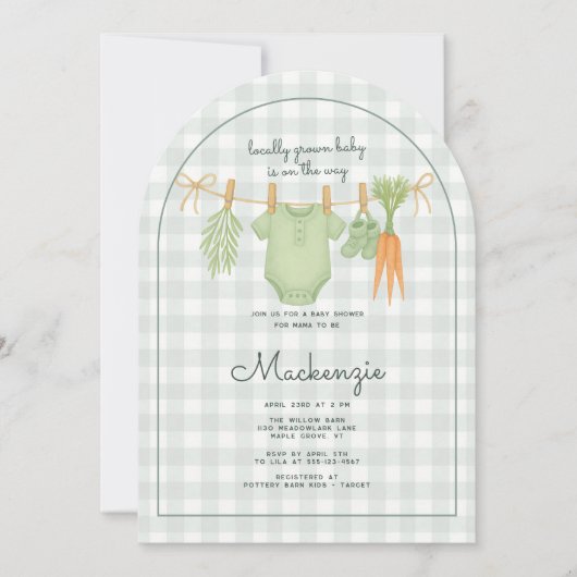 Lokaal geteelde Clothesline Baby shower Arch Kaart (Voorkant)