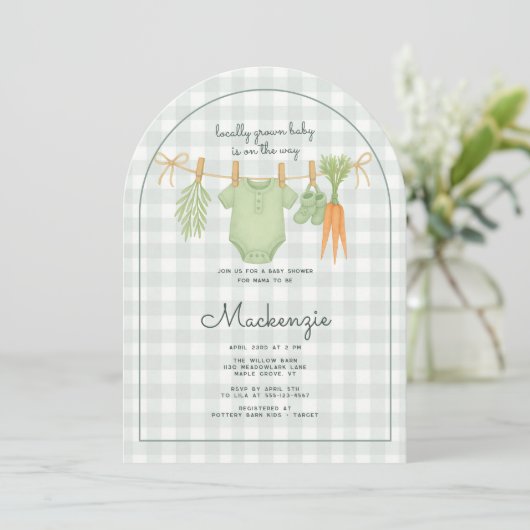Lokaal geteelde Clothesline Baby shower Arch Kaart (Staand voorkant)