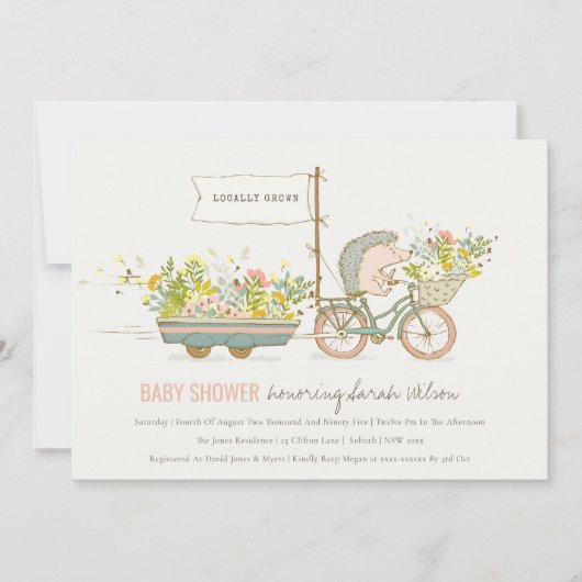 Lokaal geteelde egel-Baby shower uitnodigen Bedankkaart (Voorkant)