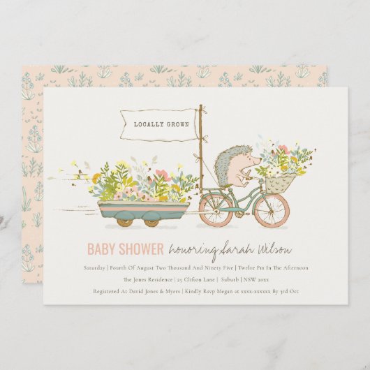 Lokaal geteelde egel-Baby shower uitnodigen Bedankkaart (Voorkant / Achterkant)