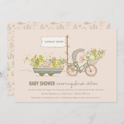 Lokaal geteelde egel-Baby shower uitnodigen Bedankkaart (Voorkant / Achterkant)