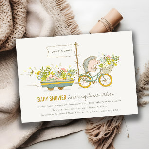 Lokaal Geteelde Egel Bloem Baby Shower Uitnodiging