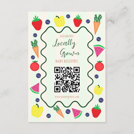 Lokaal geteelde Farmer's Market Baby shower Regist Informatiekaartje (Voorkant)