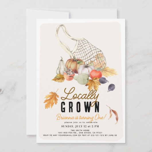 Lokaal geteelde Franse Market Bag Herfst 1st Birth Kaart (Voorkant)