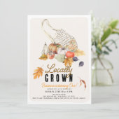 Lokaal geteelde Franse Market Bag Herfst 1st Birth Kaart (Staand voorkant)