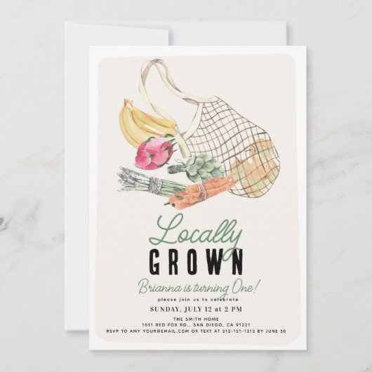 Lokaal geteelde Franse markt tas 1e verjaardag Kaart (Voorkant)