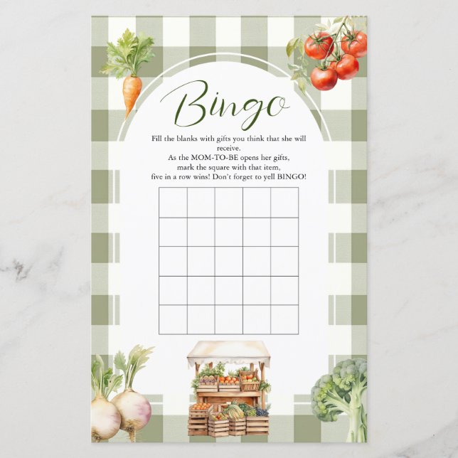 Lokaal geteelde Fresh Market Baby shower Bingo Gam (Voorkant)