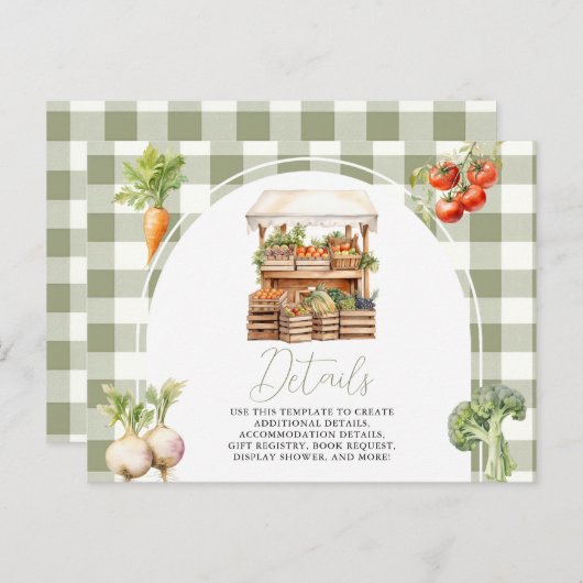 Lokaal geteelde Fresh Market Baby shower Details Briefkaart (Voorkant / Achterkant)