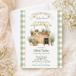 Lokaal Geteelde Gingham Boerenmarkt Baby Shower Kaart