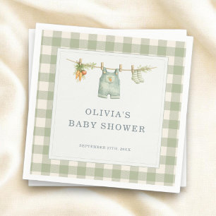 Lokaal Geteelde Gingham Saliegroene Baby Shower  Servet
