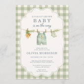 Lokaal Geteelde Gingham Waslijn Baby Borrel Kaart (Voorkant)