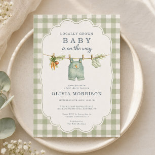 Lokaal Geteelde Gingham Waslijn Baby Borrel Kaart