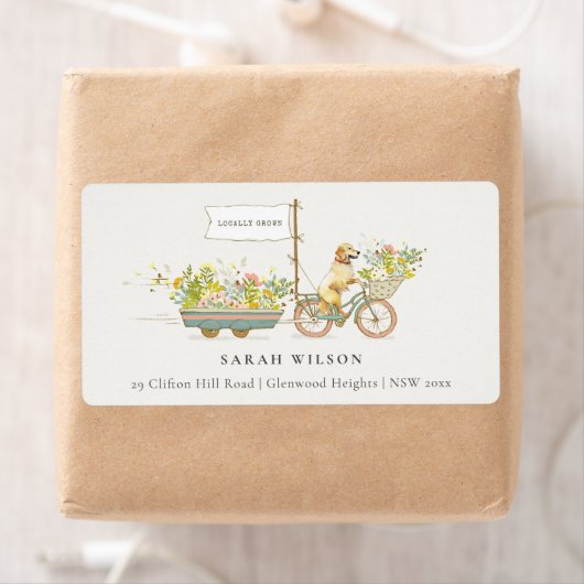 Lokaal geteelde Golden Retriever Floral Address Etiket (Insitu)