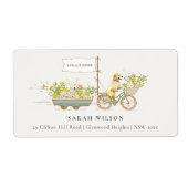 Lokaal geteelde Golden Retriever Floral Address Etiket (Voorkant)