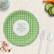 Lokaal geteelde Green Gingham naam Baby shower
