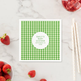 Lokaal geteelde Green Gingham naam Baby shower Servet