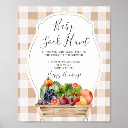 Lokaal geteelde groenten boer Baby Sock Hunt Poster (Voorkant)