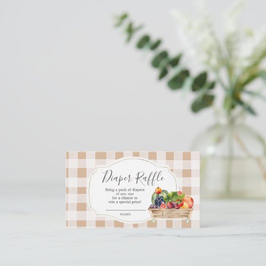 Lokaal geteelde groenten Boer Markt Luier Raffle Informatiekaartje (Staand voorkant)